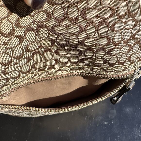 Vintage Coach Signature Mini C Bag Canvas Suede Shoulder Bag Purse Brown F10944 - Picture 8 of 16
